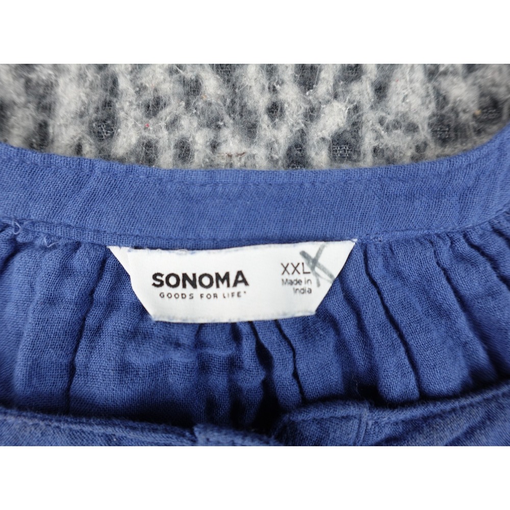 Sonoma Blouse Womens XXL Liam Blue Cotton Double Gauze Lace Boho WS41W005SA - Picture 2 of 8